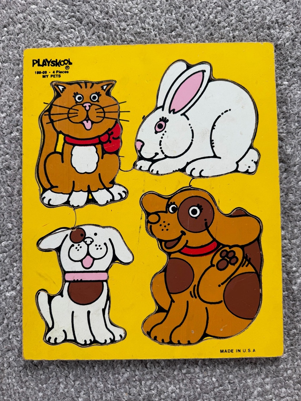 Vintage 1982 Playskool Wooden Puzzle - My Pets
